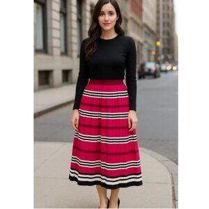 NEW Anthropologie Dolan Left Coast Dora Pleated Striped Midi Skirt Size XS